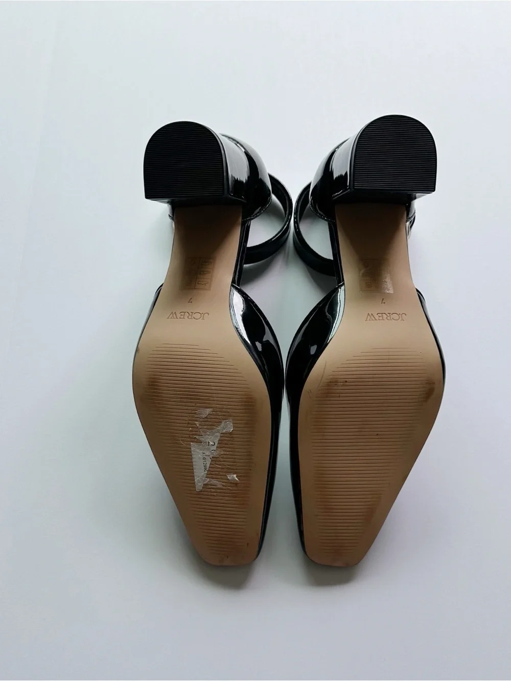J.Crew Buckle-Strap Block Heels in Patent Leather Black